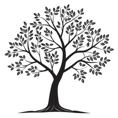 Fototapeta premium Elegant black and white tree silhouette illustration perfect for design projects and nature themes