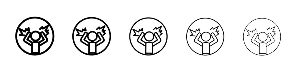 Angry person icon flat simple outline logo