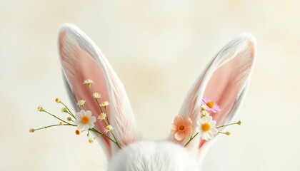 Pastel bunny ears with delicate floral sprays, perfect for spring ,  pastel,  adorable