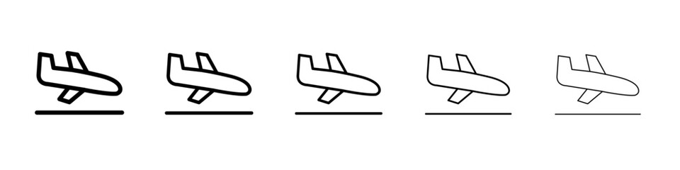 Arrivals plane icon flat simple outline logo