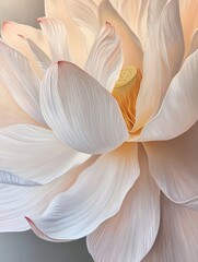 Close-up of a delicate flower with soft white and peach petals.