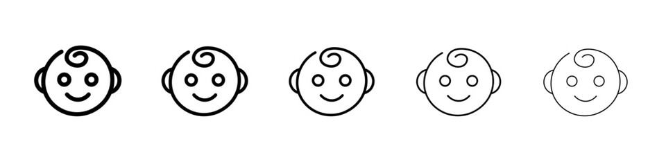 baby face icon flat simple outline logo