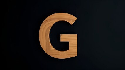 A single wooden letter g with a natural wood grain texture set against a dark black background