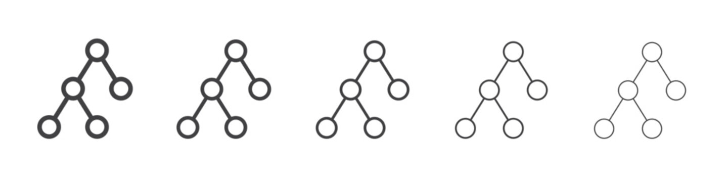 Binary tree icon flat simple outline logo
