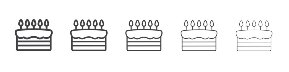 Birthday cake icon flat simple outline logo