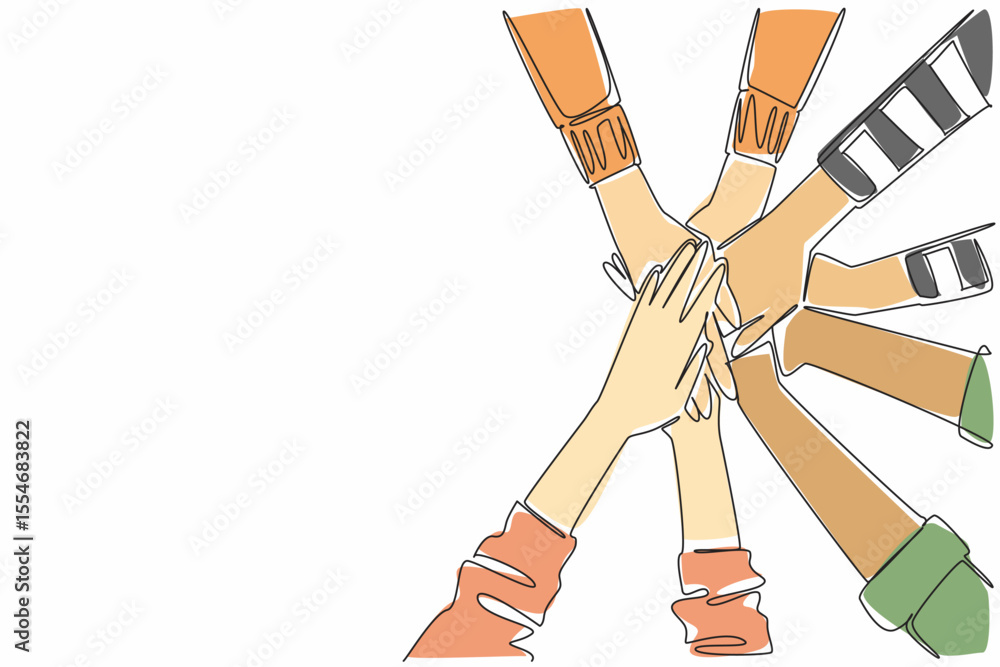 Poster continuous one line drawing 4 pairs with various sleeve models stacked on top of each other. achievi
