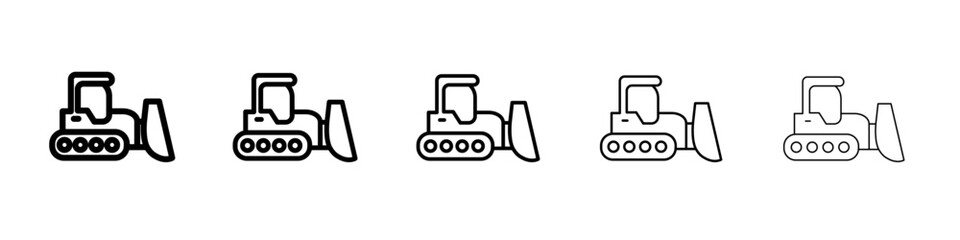 Bulldozer icon flat simple outline logo