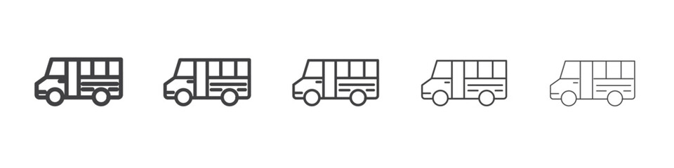 Bus icon flat simple outline logo