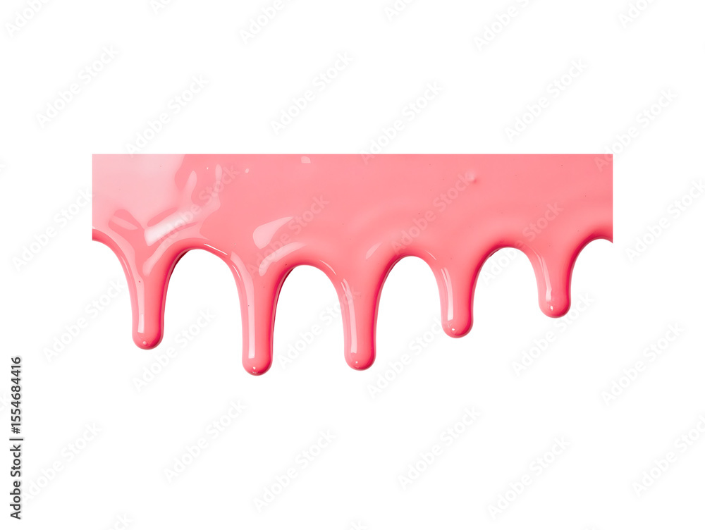 Poster viscous pink liquid dripping down on a background with glossy reflections transparent background gen