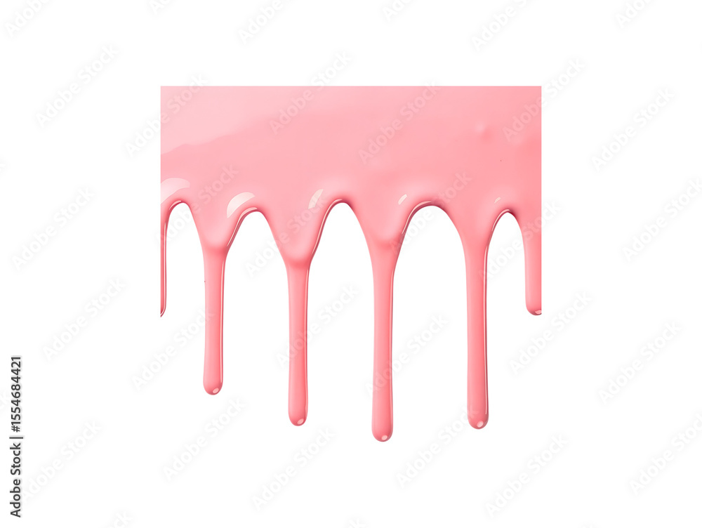 Poster pink fluid drips against background, demonstrating viscosity and material texture transparent backgr