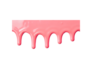 Viscous pink liquid dripping down on a background with glossy reflections transparent background Generative AI