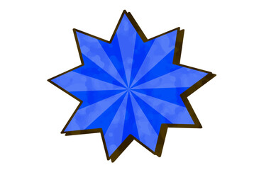 スターバースト風吹き出し　水彩風　青　蛍光色　ベクター