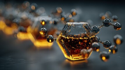 Golden hexagonal molecular structures