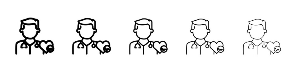 Cardiologist icon flat simple outline logo