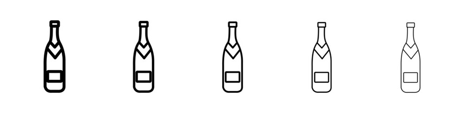 Champagne bottle icon flat simple outline logo