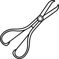 Forceps black outline vector and illustration, coloring book page