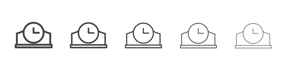 Clock icon flat simple outline logo