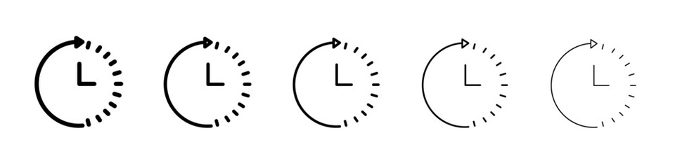 Clock time icon flat simple outline logo
