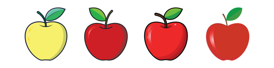Apple Flat Illustration in Simple Minimalist Flat Style