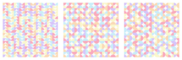 Abstract geometric background, brutalism bauhaus style elements in random order, different colors, seamless vector geo bg pattern, simple flat geometry shapes wallpaper, fabric, creative web projects