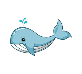 cartoon whale with water spout illustration