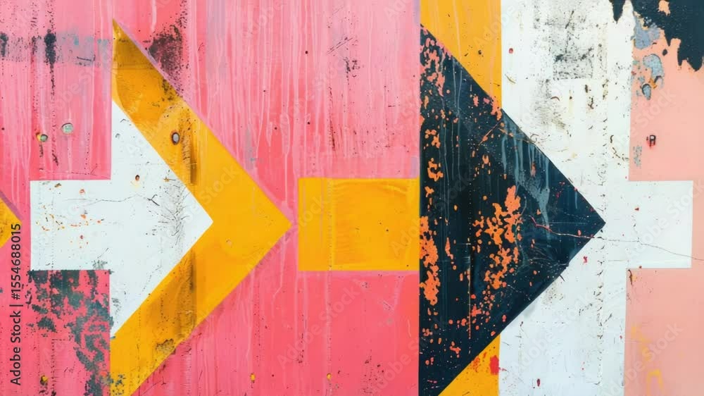 Aufkleber a close-up view of a painted wall with colorful arrows, suitable for use in illustrations, education