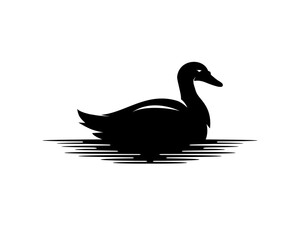 duck swimming on water vector silhouette