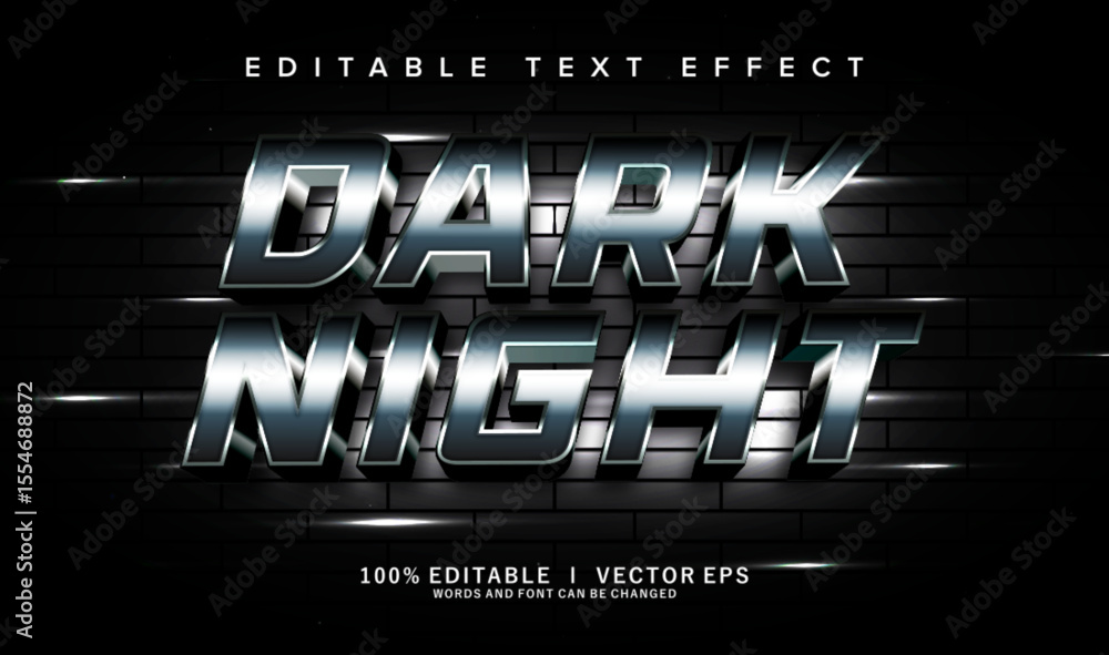 Poster dark night vector text effect with modern style design