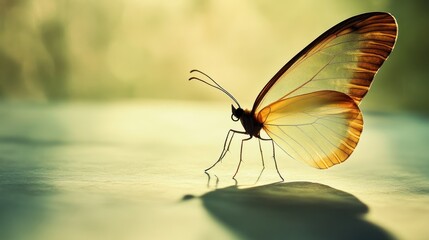 Delicate butterfly in soft, golden light