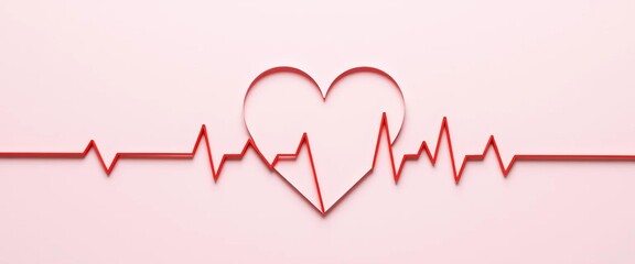 Abstract paper cut ECG heartbeat line forming a heart shape  Modern design for cardiology,  hospital,   circulation