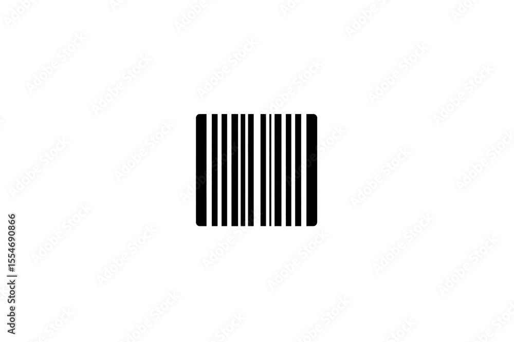 Poster white barcode symbol isolated on a transparent background representing product identification and in