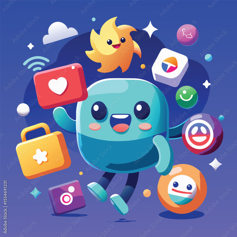 Poster soft, rounded, and expressive 3d-style vector characters are dominating app design, social media, an