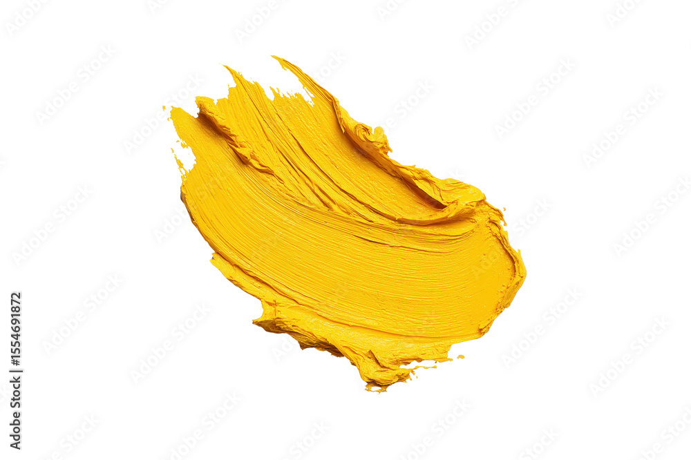 Aufkleber yellow paint smear on a transparent background showing texture and brush strokes creating a vibrant 