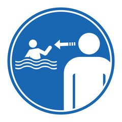 Supervising children warning sign. Children must be accompanied by an adult at all time sign with blue background