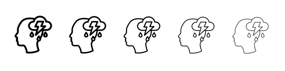 Depression icon flat simple outline logo