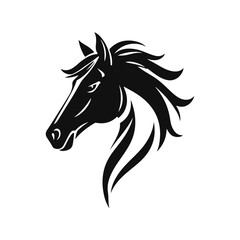 Horse head silhouette, horse head logo, animal emblem, horse symbol, vector illustration	