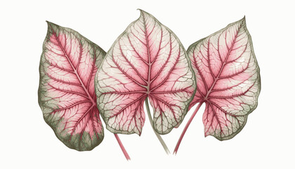 Obraz premium Pink Fortune Wash Auspicious plants Caladium pink isolated watercolor vector illustration svg