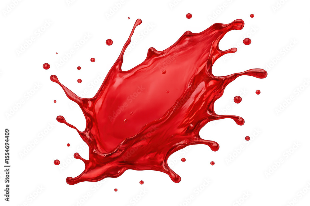 Poster crimson liquid splashing dynamically, creating vibrant visual impact with transparent png background