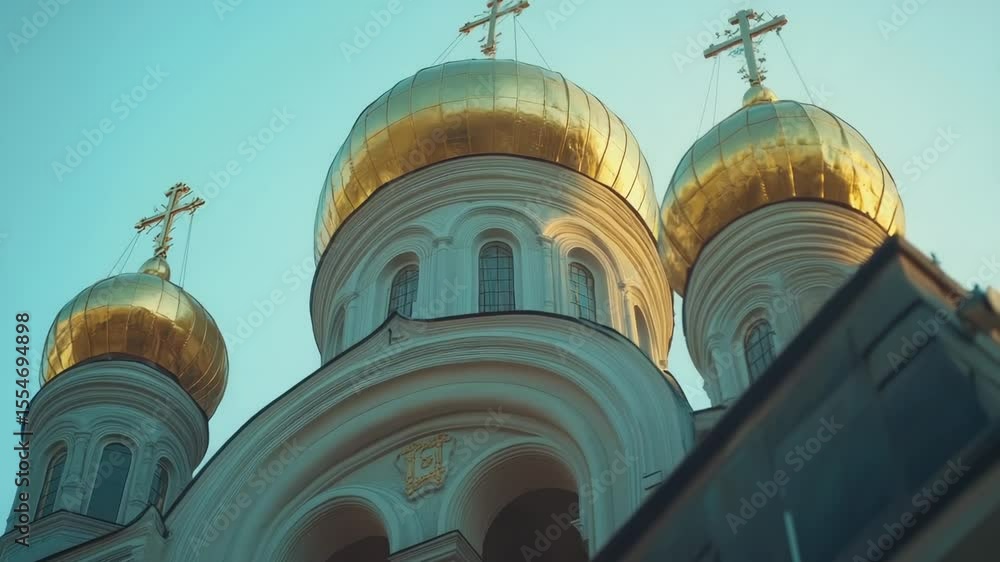 Poster A large building with two golden domes, suitable for use in architectural or historical contexts