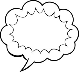 Comic speech bubble black outline vector and illustration, coloring book page