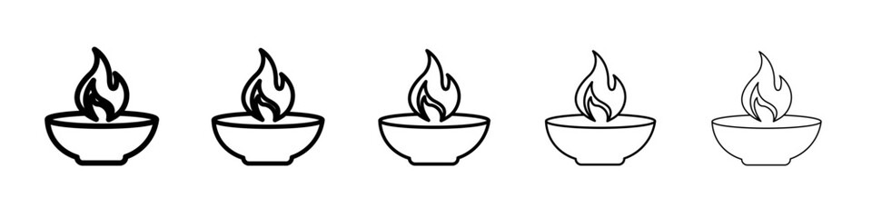 Diwali diya icon flat simple outline logo