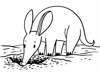 Abstract Aardvark Icon With Snout Down Digging Motion Lon Symbol Element