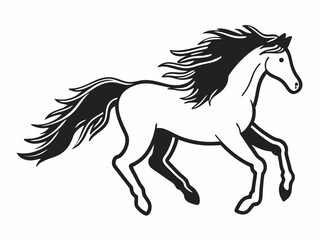 Abstract Galloping Horse Icon Dynamic Outline Flowing Man Vector Art