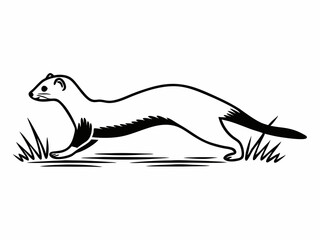 Fototapeta premium Clean Weasel Icon Running Sideways Slender Body Silhoue Vector Illustration
