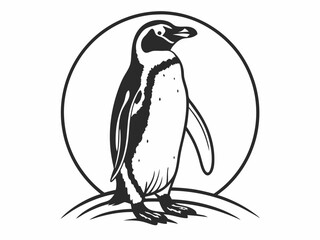 Contemporary Minimalist Penguin Icon Black And White Flat Desi Icon Set