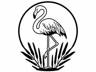 Detailed Flamingo Icon Standing On One Leg Bright Pink Vec SVG Design