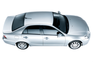 Silver sedan car top view isolated on a transparent background vehicle automobile