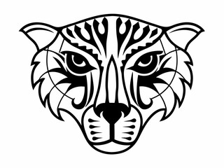 Elegant Tribal Style Tiger Face Icon Bold Black Lines Ju Symbol Element