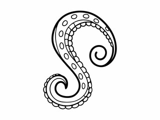 Unique Octopus Tentacle Icon Curved Shape With Suction C Symbol Element