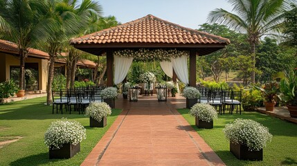 Outdoor wedding ceremony pavilion